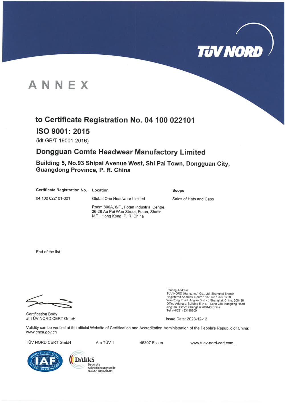 ISO 9001 Certificate 2